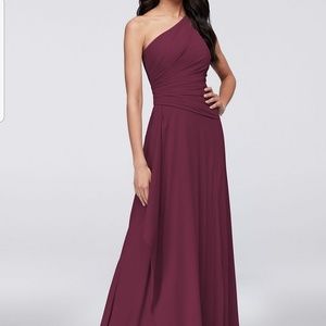 ONE-SHOULDER GEORGETTE CASCADE BRIDESMAID DRESS